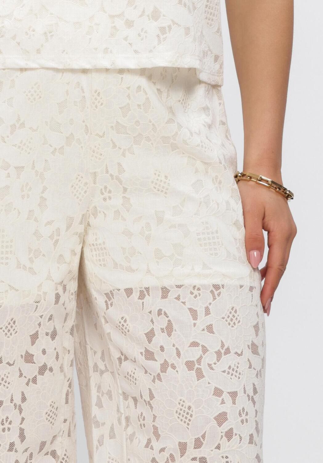 Witte OBJECT Wijde broek OBJBIANCA MW WIDE PANT - large