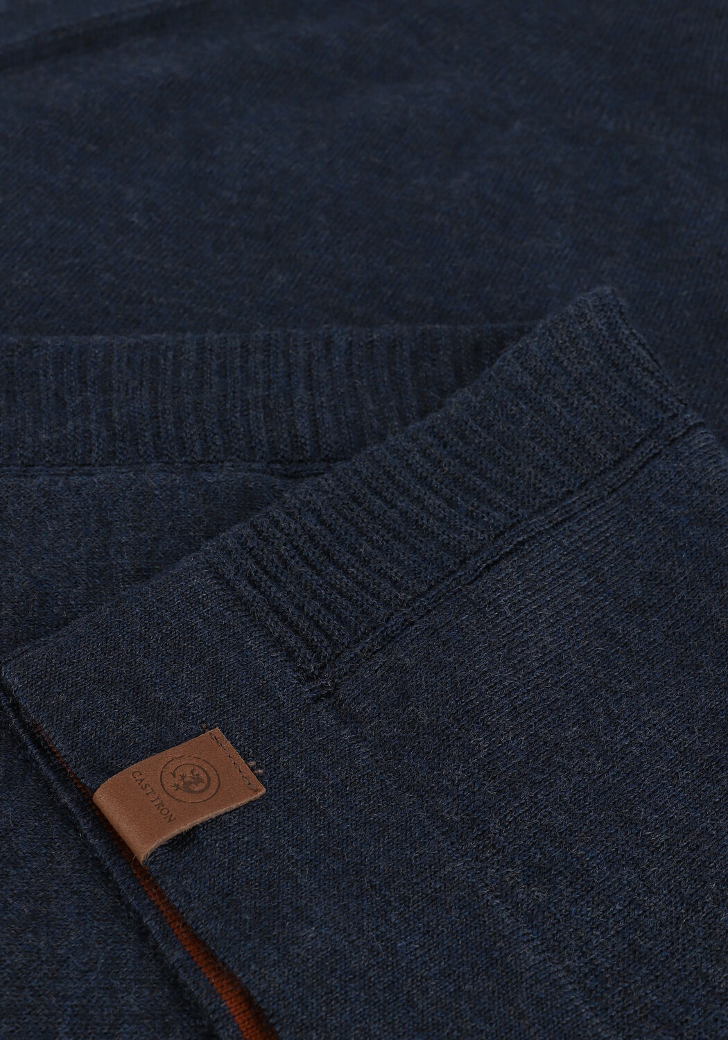 Donkerblauwe CAST IRON Trui MOCK NECK TECH MERINO - large