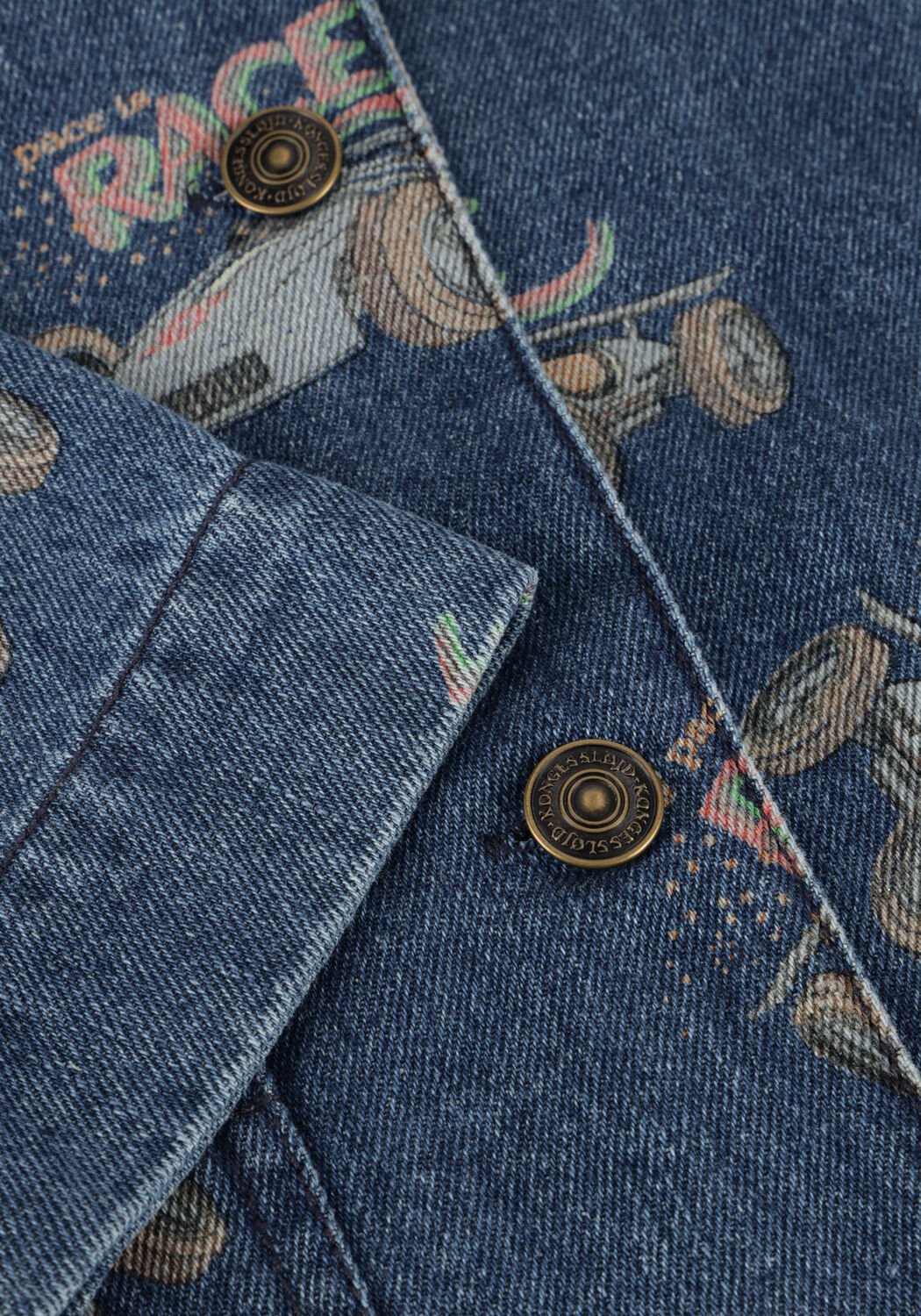 Blauwe KONGES SLOJD Spijkerjas MAGOT JACKET AOP GOTS - large