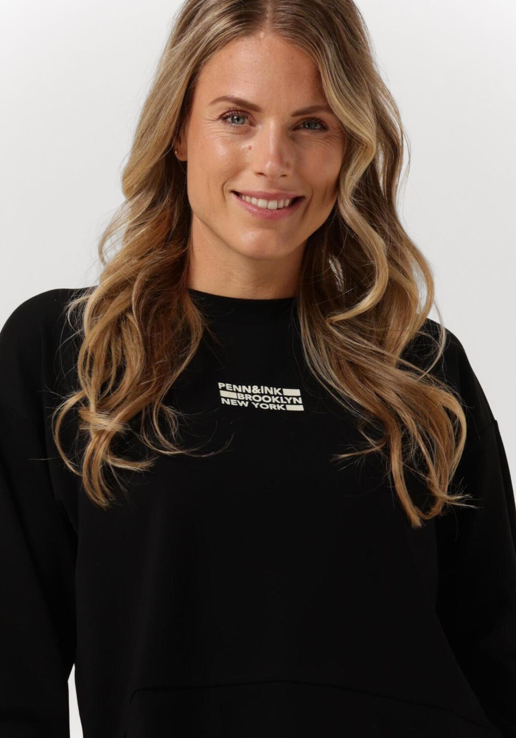 Zwarte PENN & INK Trui SWEATER PRINT - large