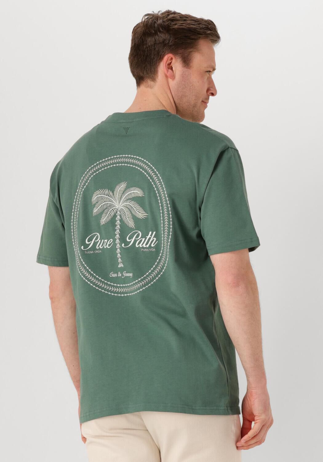PURE PATH Heren Polo's & T-shirts Loose Fit Crewneck Ss T-shirts Groen