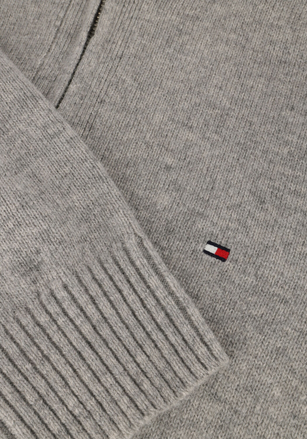 Lichtgrijze TOMMY HILFIGER Trui LAMBSWOOL ZIP MOCK - large