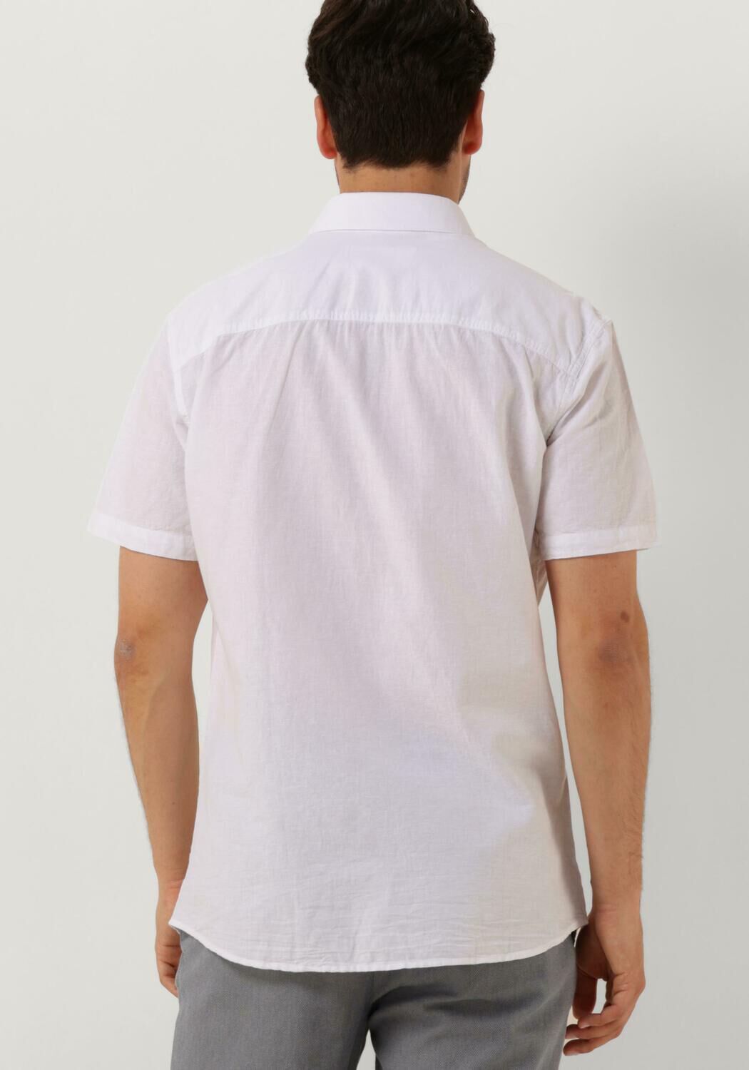 SELECTED HOMME Heren Overhemden Slhslimnew-linen Shirt Ss Classic Wit