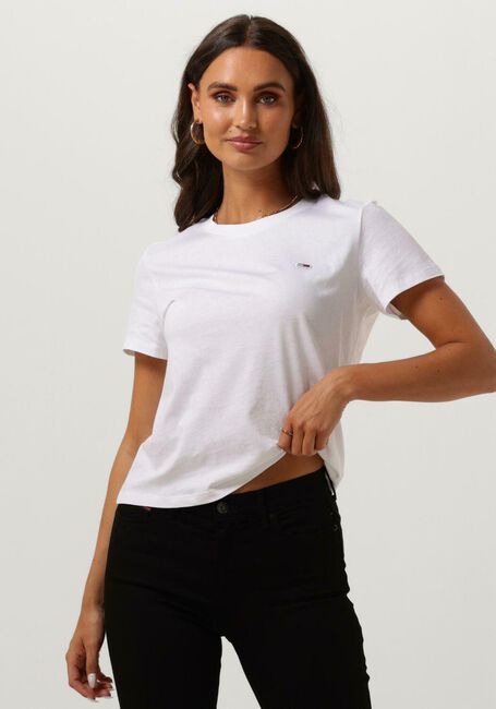 Witte TOMMY JEANS T-shirt TJW REGULAR JERSEY C NECK - large