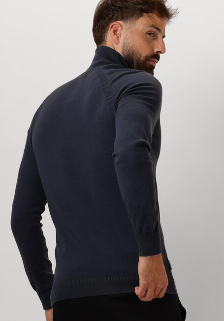 Blauwe CAST IRON Trui HALF ZIP COLLAR ESSENTIAL COTTON STRETCH - large