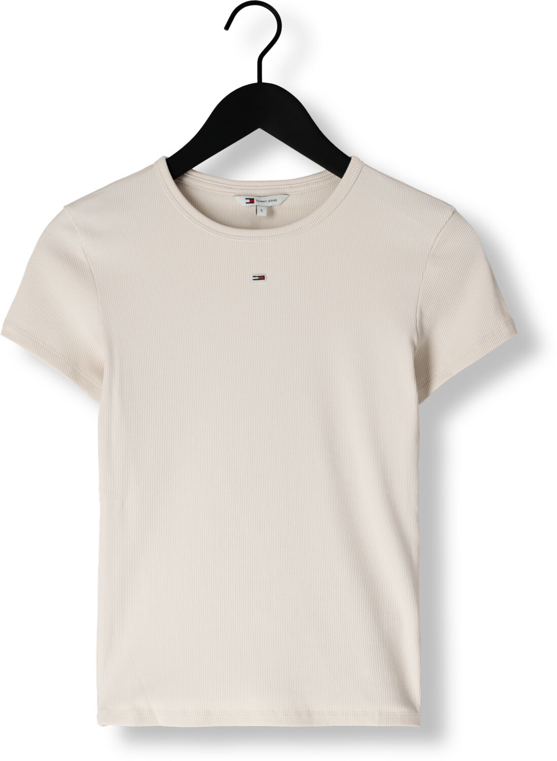 TOMMY JEANS Dames Tops & T-shirts Tjw Slim Essential Rib Ss Ext Ecru