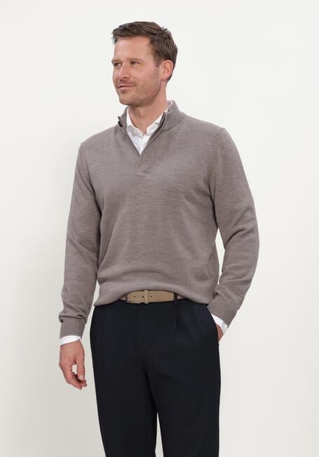 Taupe STEFANO LAURAN Trui DOUBLE KNIT ZIP - large