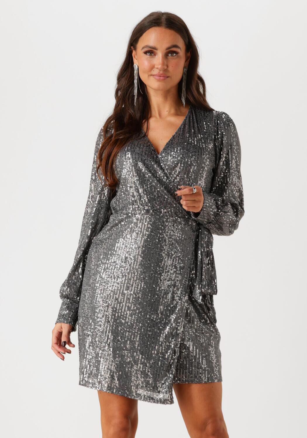 Colourful Rebel Pailletten Wikkeljurk voor Glamoureuze Avonden Gray Dames