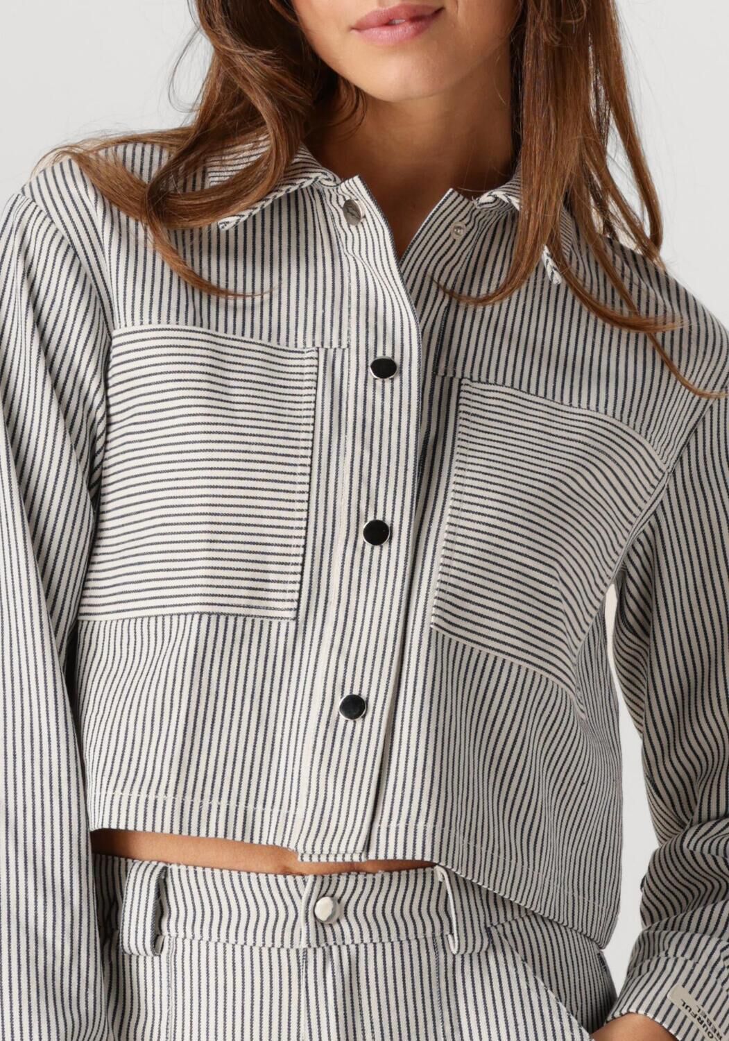 COLOURFUL REBEL Dames Blouses Ruby Cropped Striped Blouse Blauw