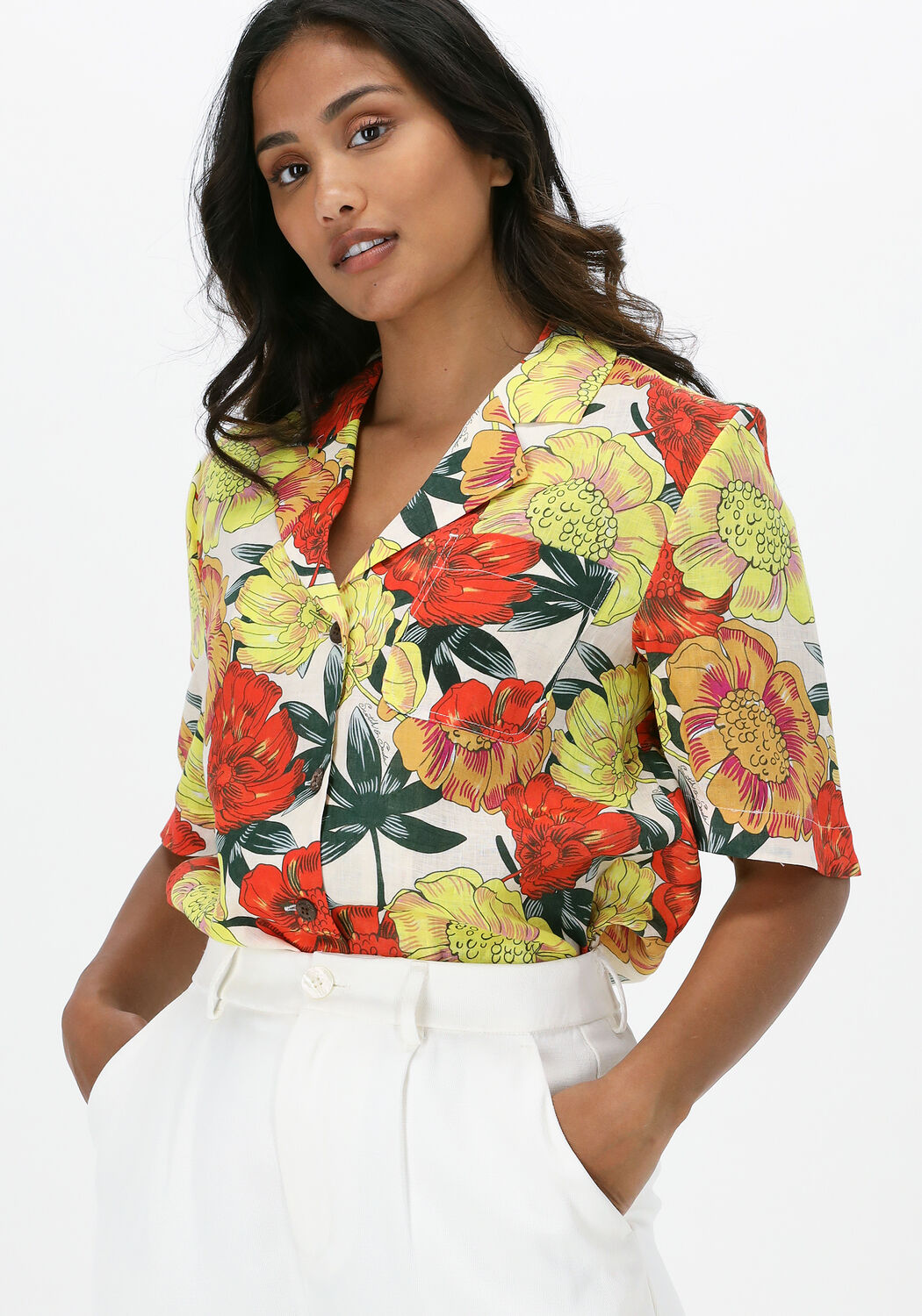 multi scotch soda blouse printed linen hawaiian shirt