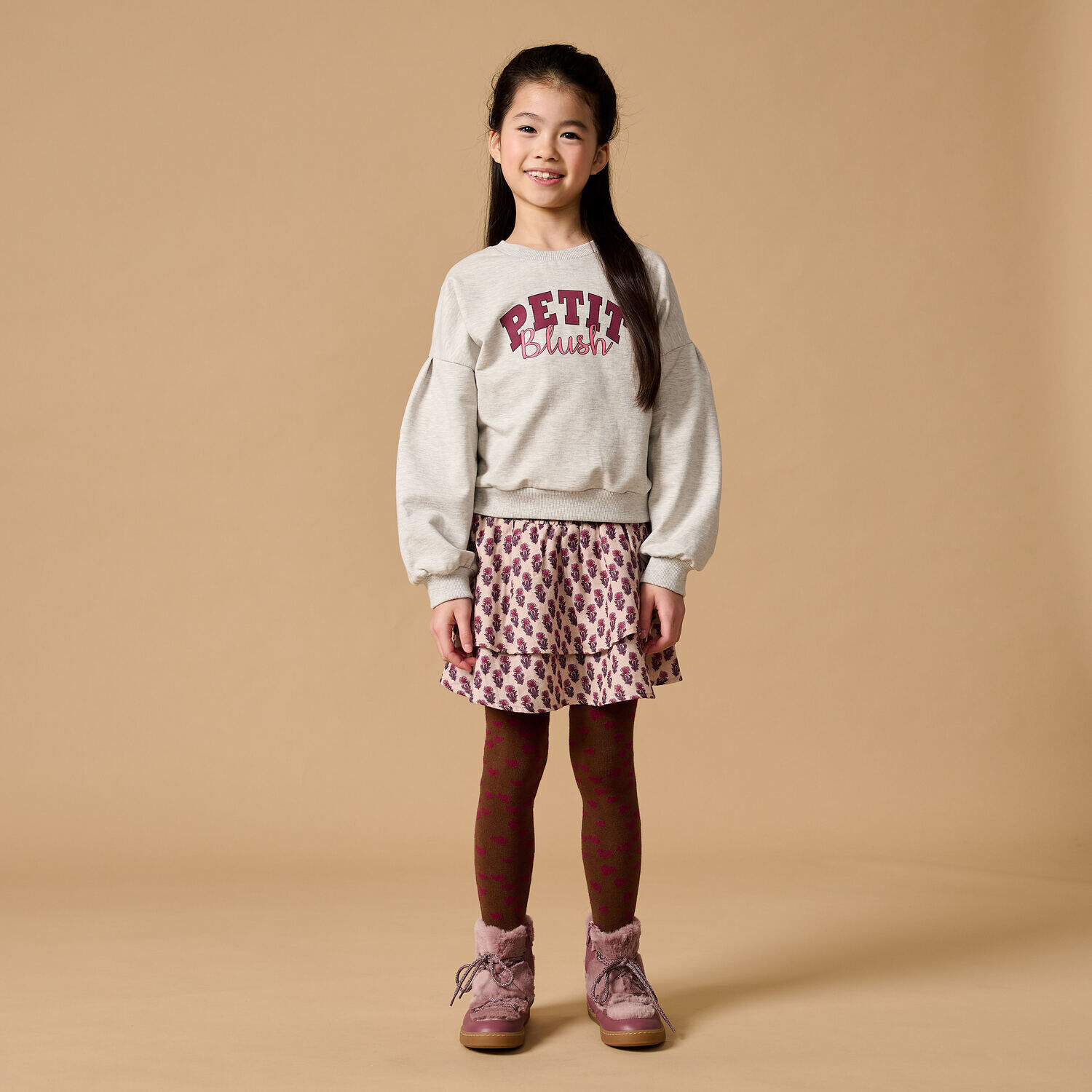 Ecru PETIT BLUSH Trui EASY SWEATER LOGO - large