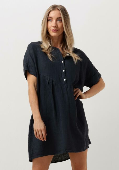 Donkerblauwe BY-BAR Midi jurk TAIS LINEN DRESS - large