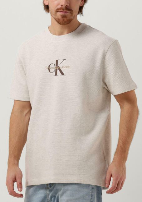 Witte CALVIN KLEIN T-shirt ARCHIVAL MONOLOGO WAFFLE TEE - large