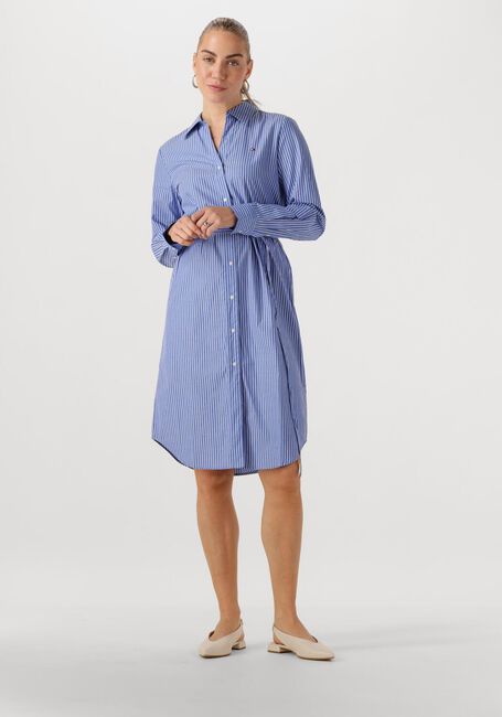 Lichtblauwe TOMMY HILFIGER Midi jurk ESS POPLIN REGULAR SHIRT DRESS - large