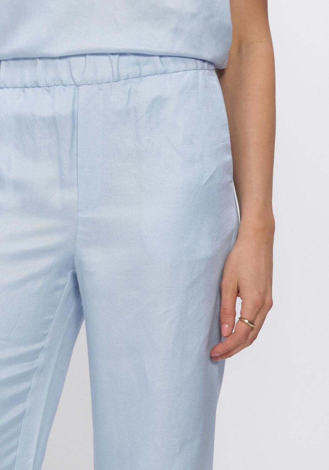 Blauwe MINUS Pantalon MSSABBI LINEN PANT - large