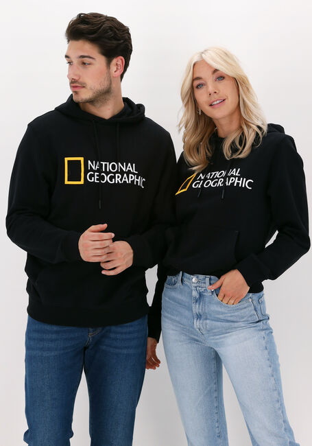 Zwarte NATIONAL GEOGRAPHIC Sweater UNISEX HOODY WITH BIG LOGO - large