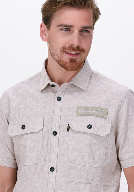 Beige PME LEGEND Casual overhemd SHORT SLEEVE SHIRT CTN LINEN FIL A FIL - large