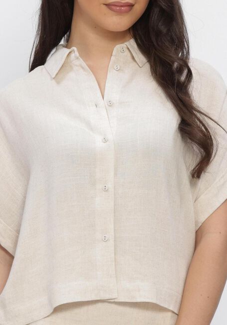 Beige SELECTED WOMEN Blouses SLFVIVA SS CROPPED SUN SHIRT - large