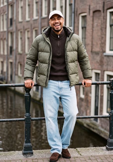 Bruine SELECTED MEN Trui SLMRODNEY LS HIGH NECK HALF ZIP - large
