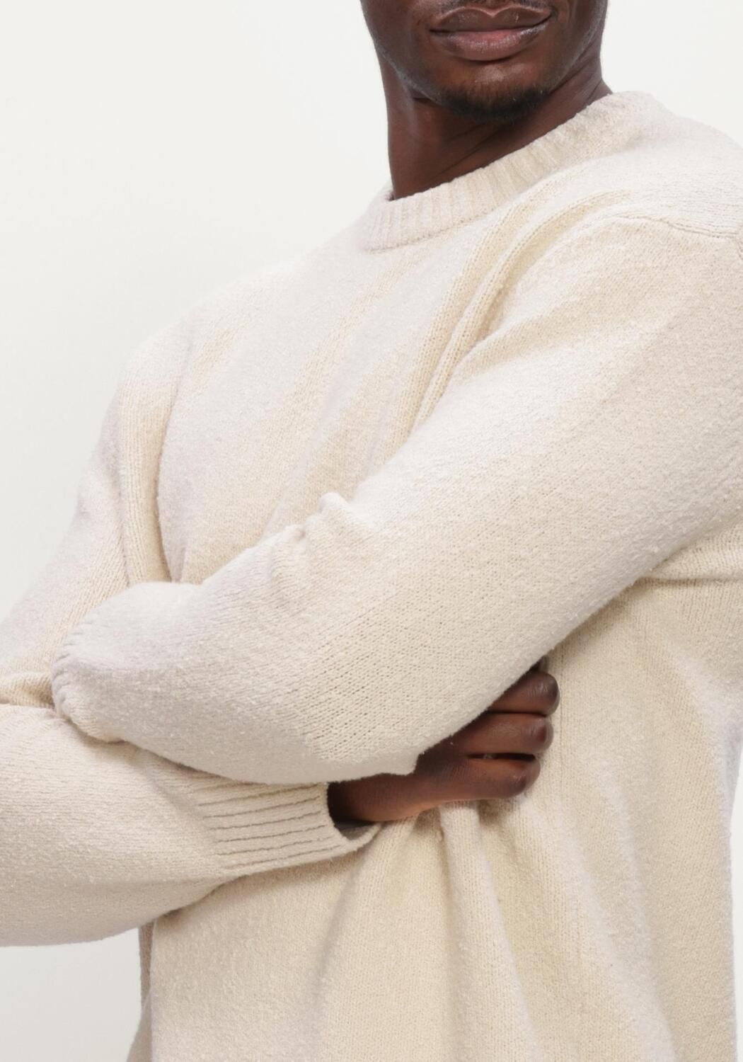 Beige SELECTED MEN Trui SLHALEX LS KNIT CREW NECK NOOS - large