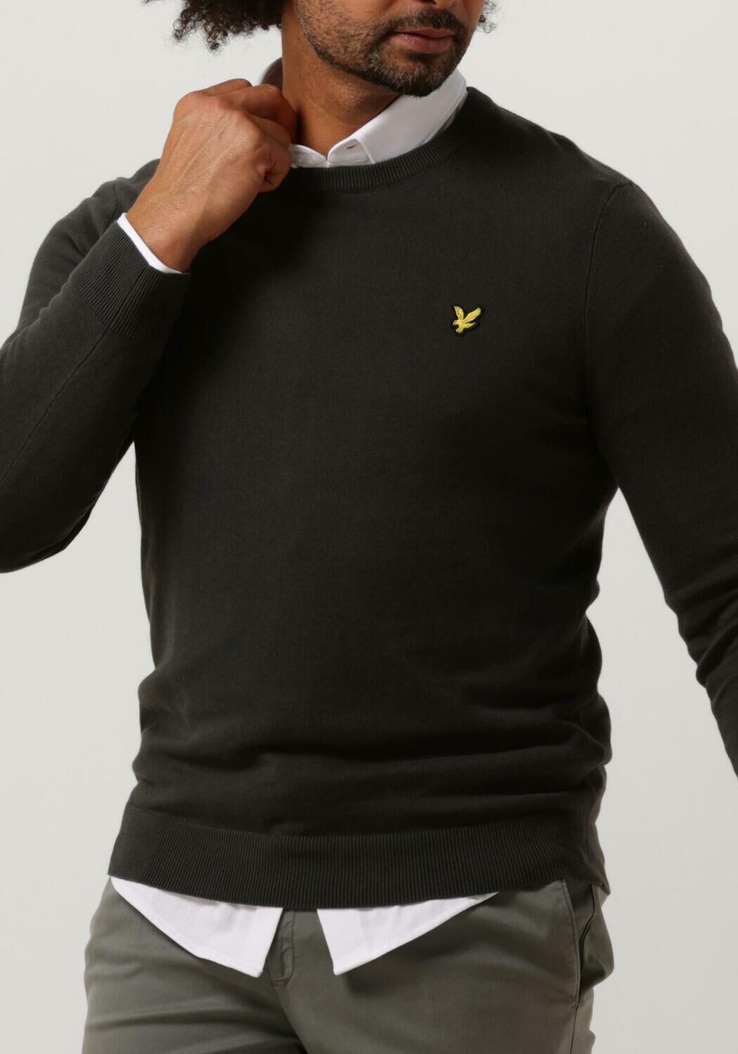 LYLE & SCOTT Heren Polo's & T-shirts Cotton Crew Neck Jumper Donkergrijs