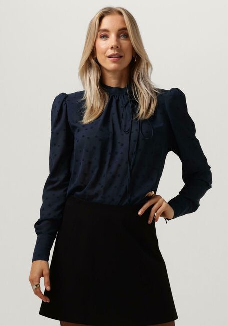 Donkerblauwe VANILIA Blouses VISCOSE DOT BOW BLOUSE - large