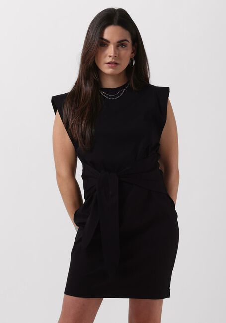 Zwarte SCOTCH & SODA Mini jurk TIE WAIST MINI JERSEY DRESS - large