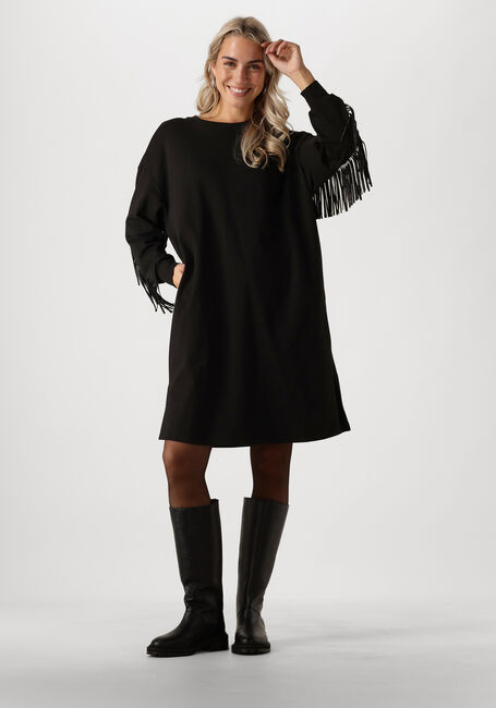 Zwarte CO'COUTURE Mini jurk STUDCC FRINGE SWEAT DRESS - large