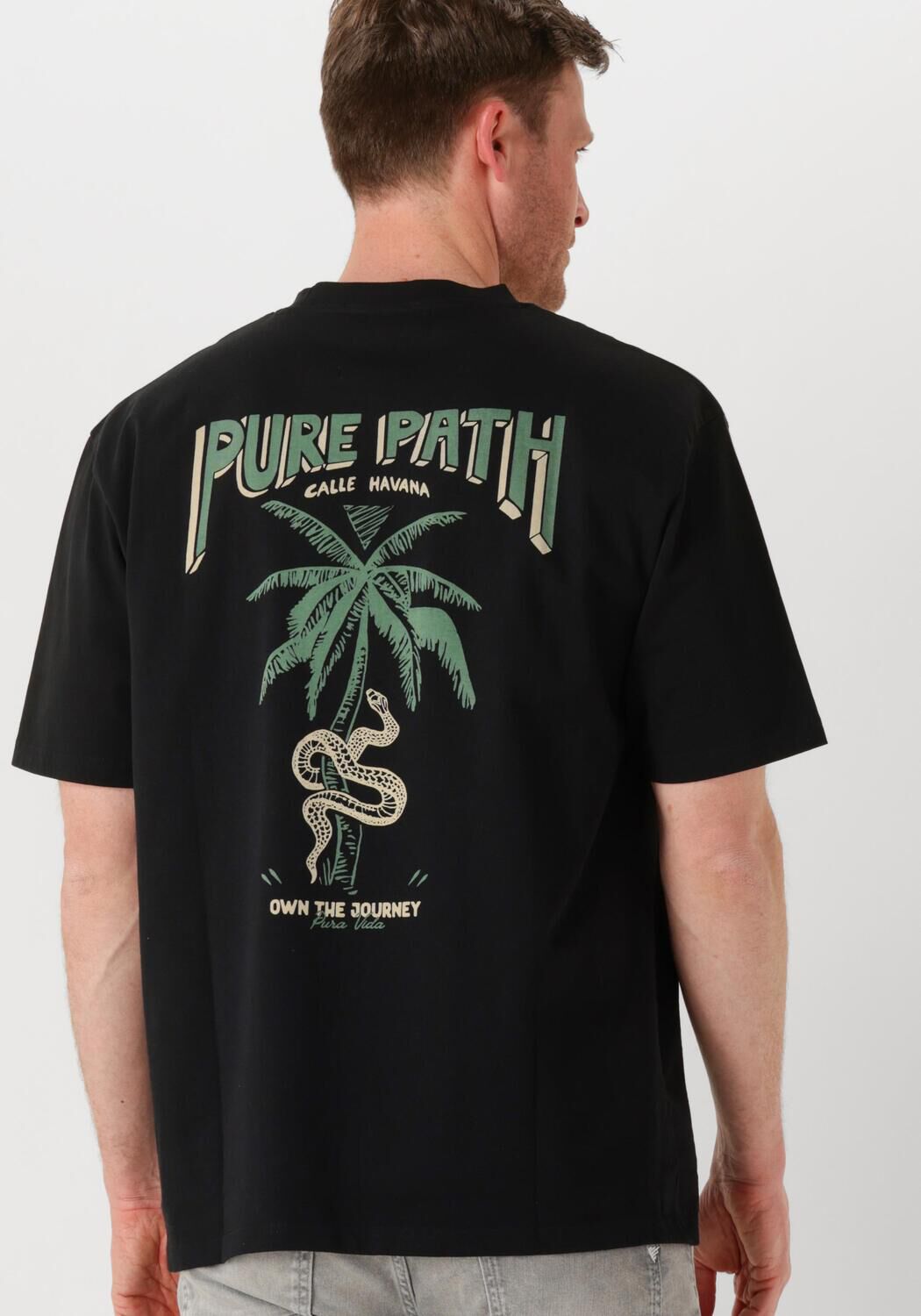 PURE PATH Heren Polo's & T-shirts Loose Fit Crewneck Ss T-shirts Zwart