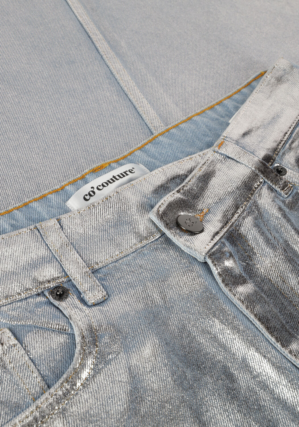 Lichtblauwe CO'COUTURE Maxirok FOIL DENIM SKIRT - large