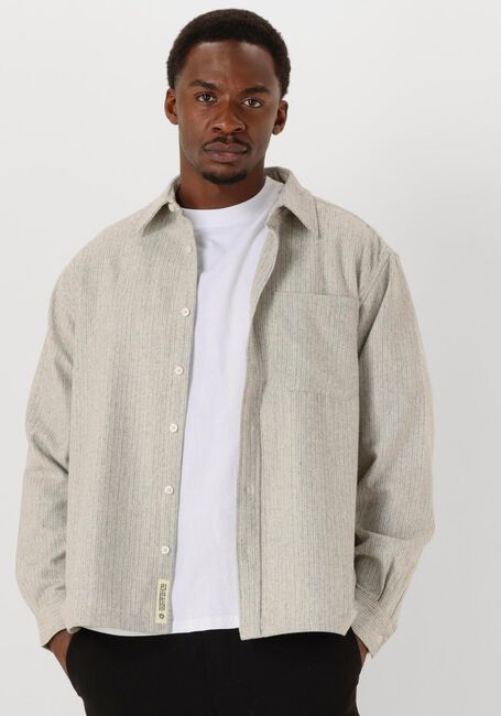 Lichtgrijze WOODBIRD Overshirt BUZO WOOL SHIRT - large