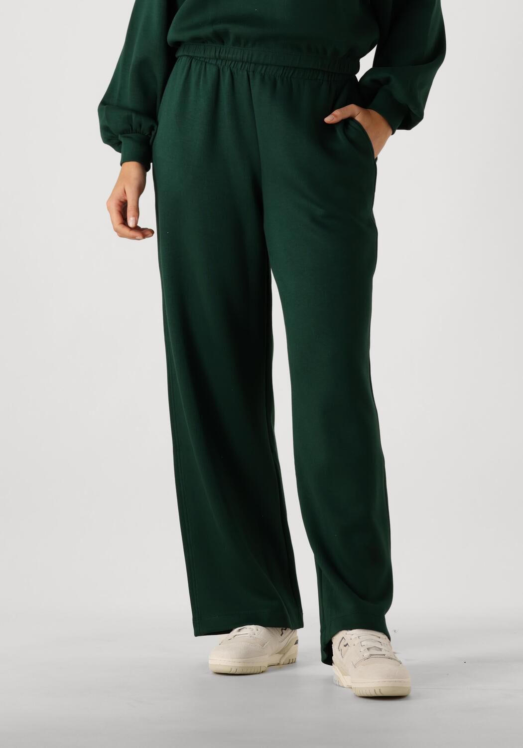Moss copenhagen Groene wide leg sweatpants met elastische taille Edilina Ima Green Dames