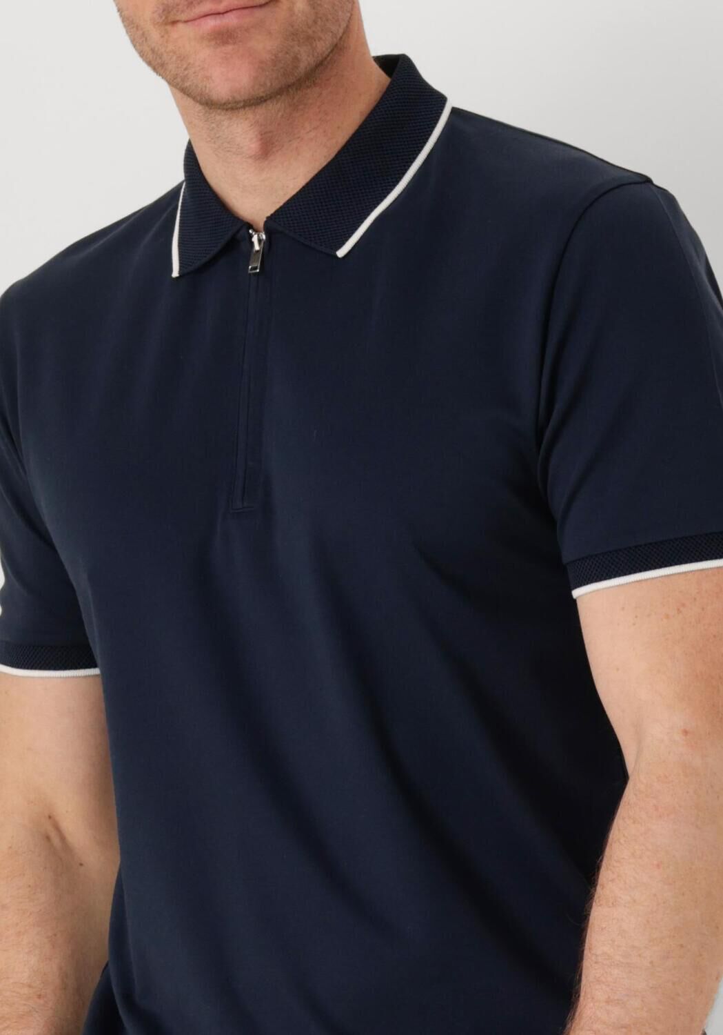 SELECTED HOMME Heren Polo's & T-shirts Slhfave Sport Zip Ss Polo Noos Donkerblauw