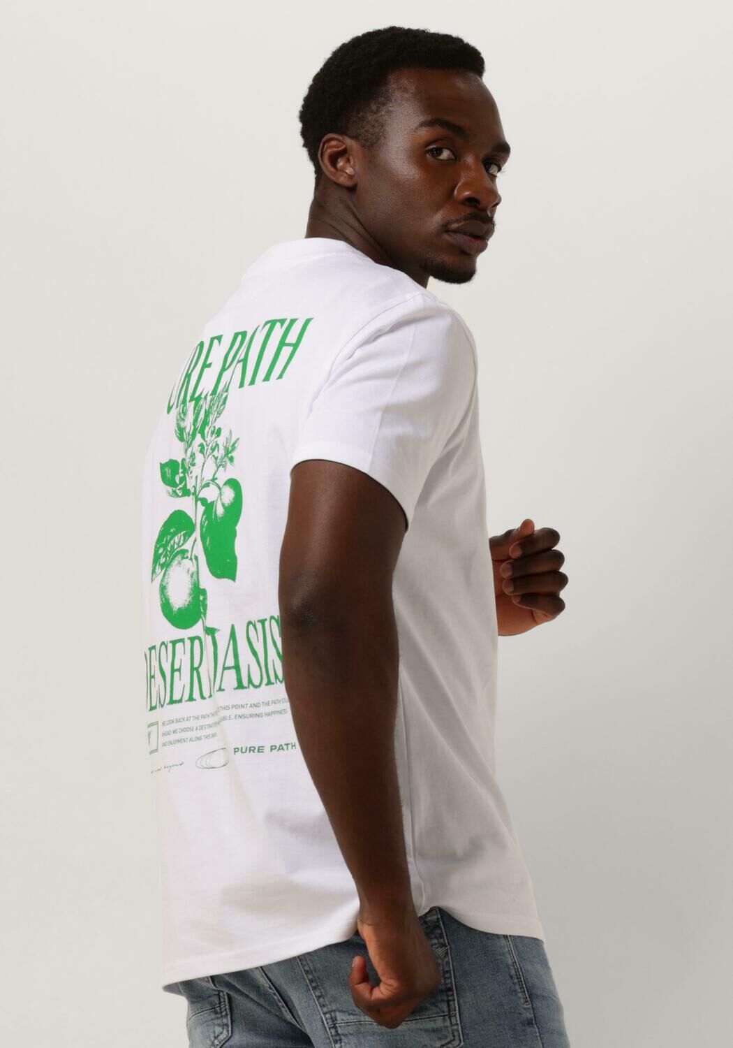 PURE PATH Heren Polo's & T-shirts Tshirt With Front And Back Print Wit