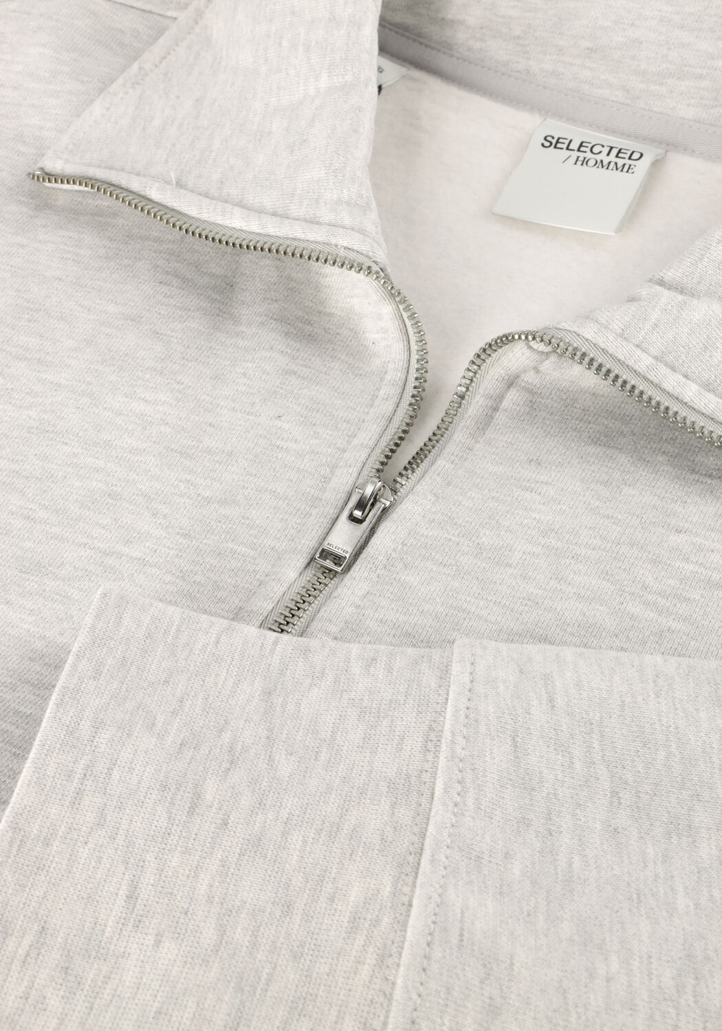 Lichtgrijze SELECTED MEN Trui SLHRELAXARON LS HALF ZIP SWEAT - large