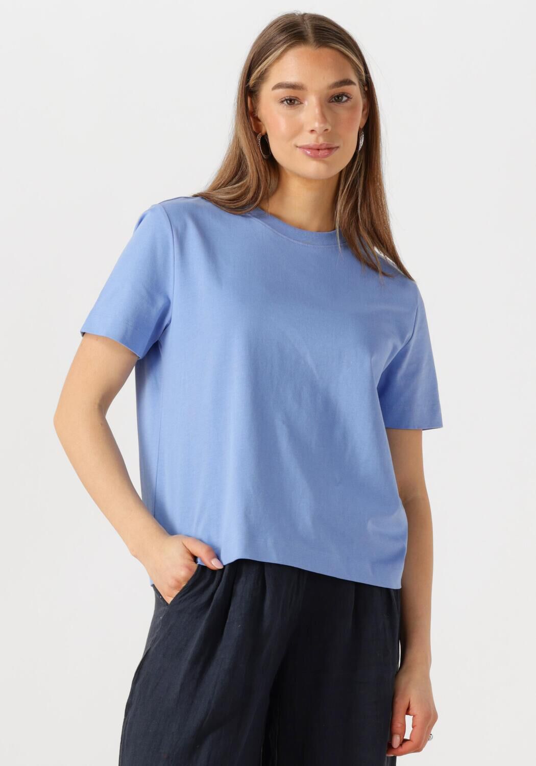 SELECTED FEMME Dames Tops & T-shirts Slfessential Ss Boxy Tee Lichtblauw