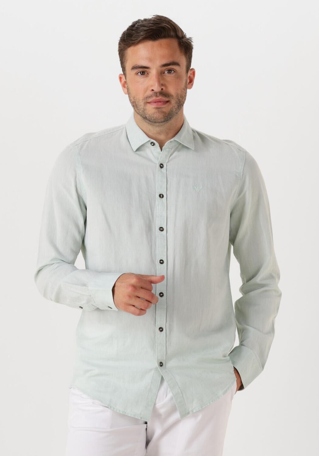 PME LEGEND Heren Overhemden Long Sleeve Shirt Ctn linen Mint