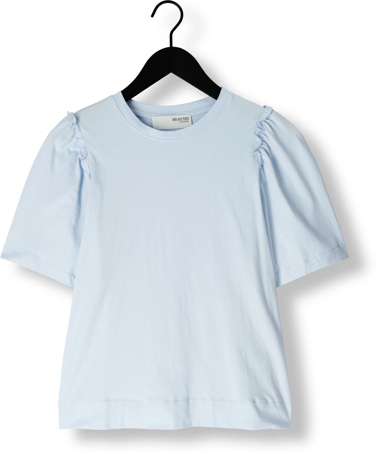 SELECTED FEMME Dames Tops & T-shirts Slfpenelope 2 4 Ruffle Tee Lichtblauw