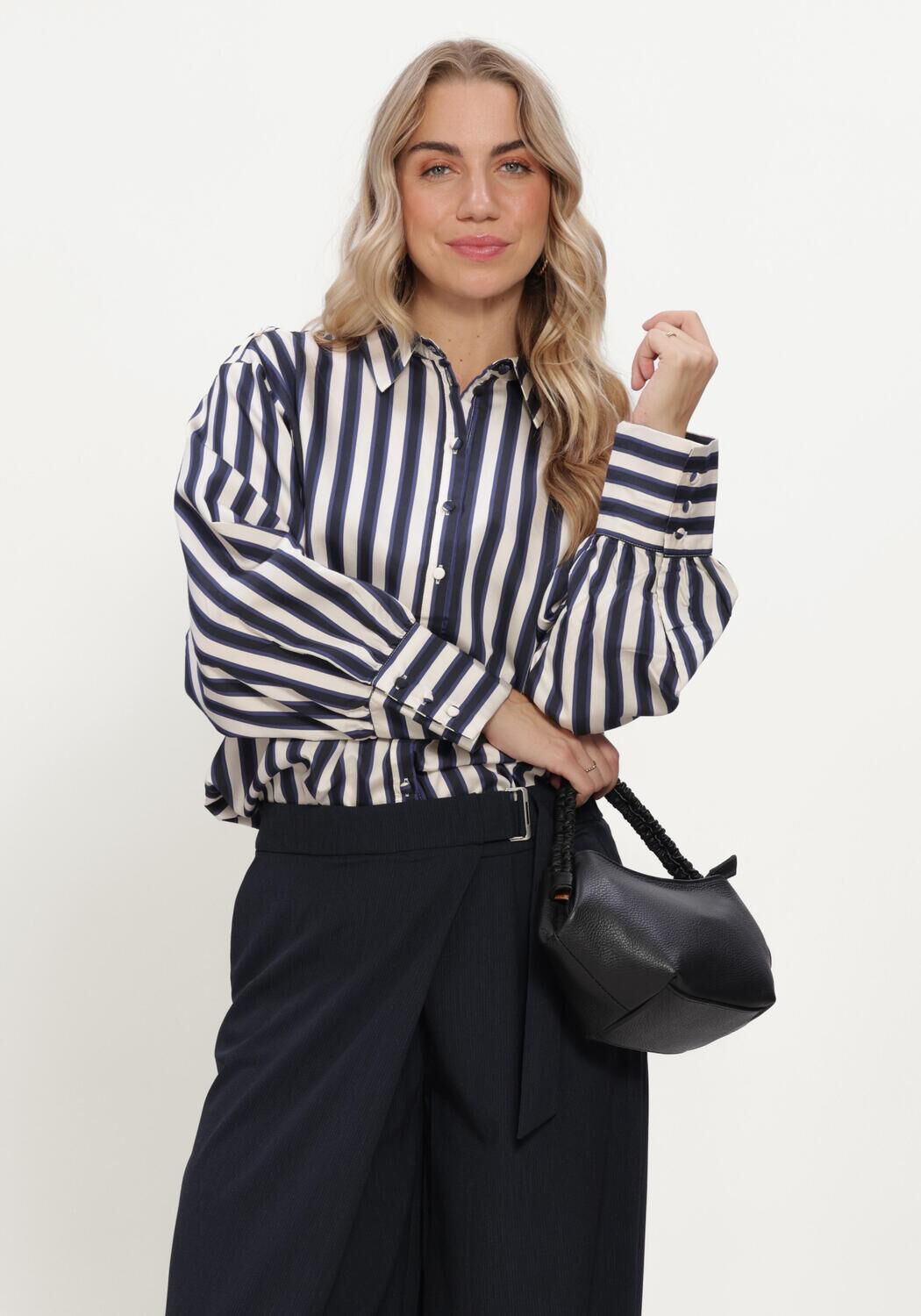 Blauwe SUMMUM Blouses BLOUSE STRIPE SATIN - large
