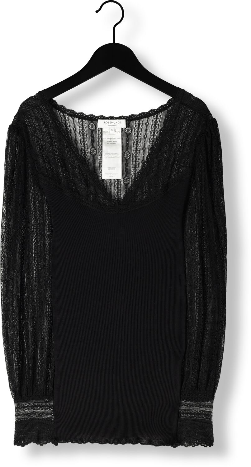 ROSEMUNDE Dames Tops & T-shirts Beatha Ls Regular V-neck Zwart