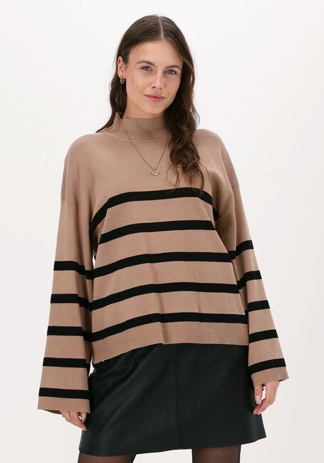 Camel NEO NOIR Trui ENA STRIPE KNIT BLOUSE - large