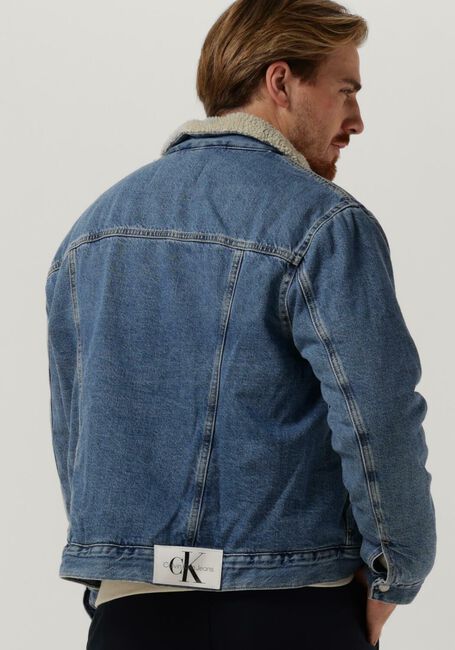 Blauwe CALVIN KLEIN Spijkerjas REGULAR 90S SHERPA DENIM JACKET - large