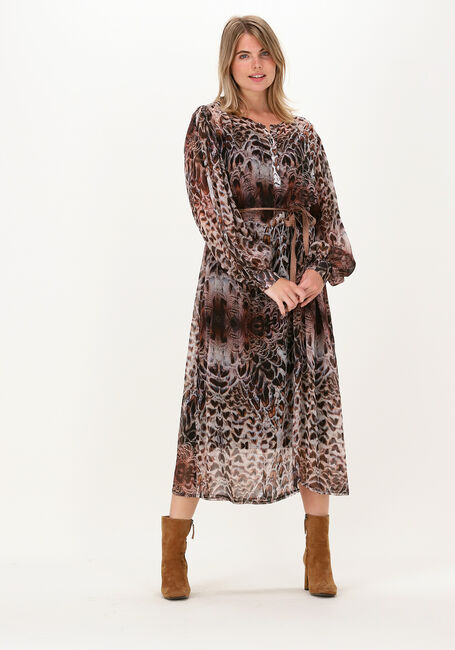 Bruine SUMMUM Midi jurk DRESS FEATHERS - large