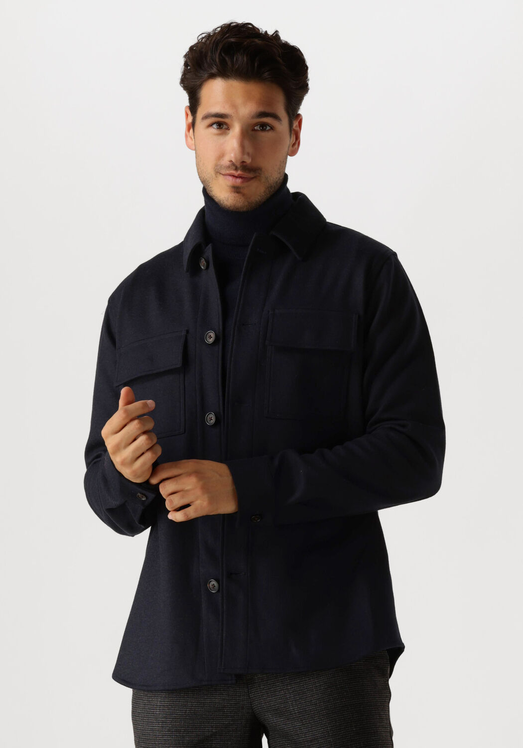 PROFUOMO Heren Overshirts Overshirt Knitted Blauw
