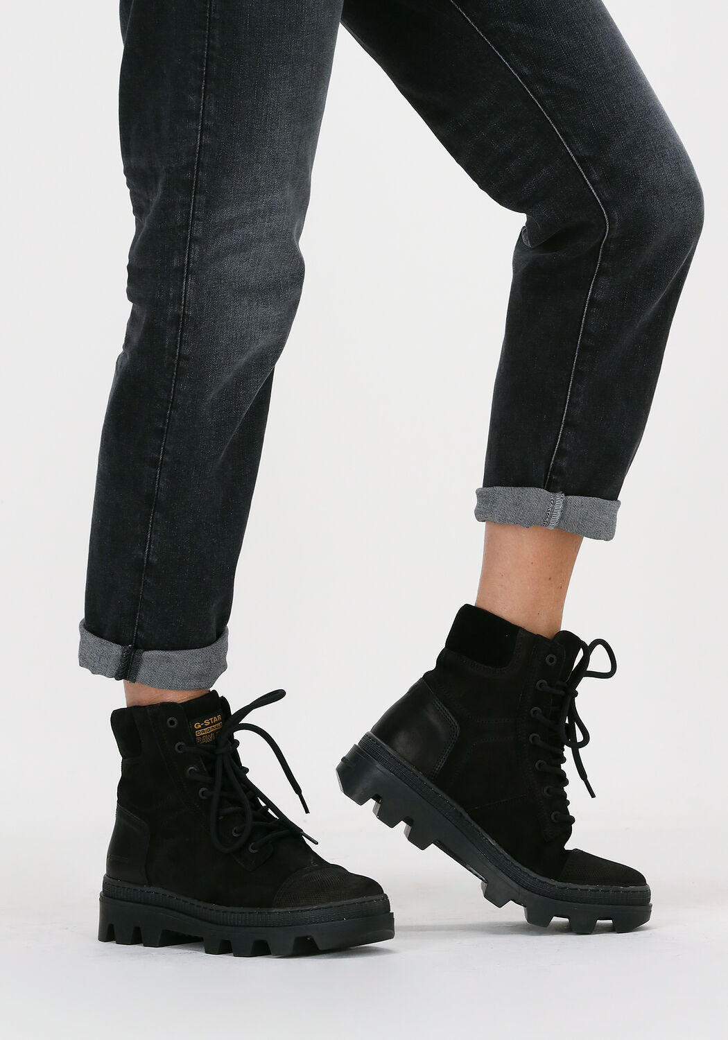 Zwarte G-STAR RAW Veterboots NOXER HGH TMB LEA W - large