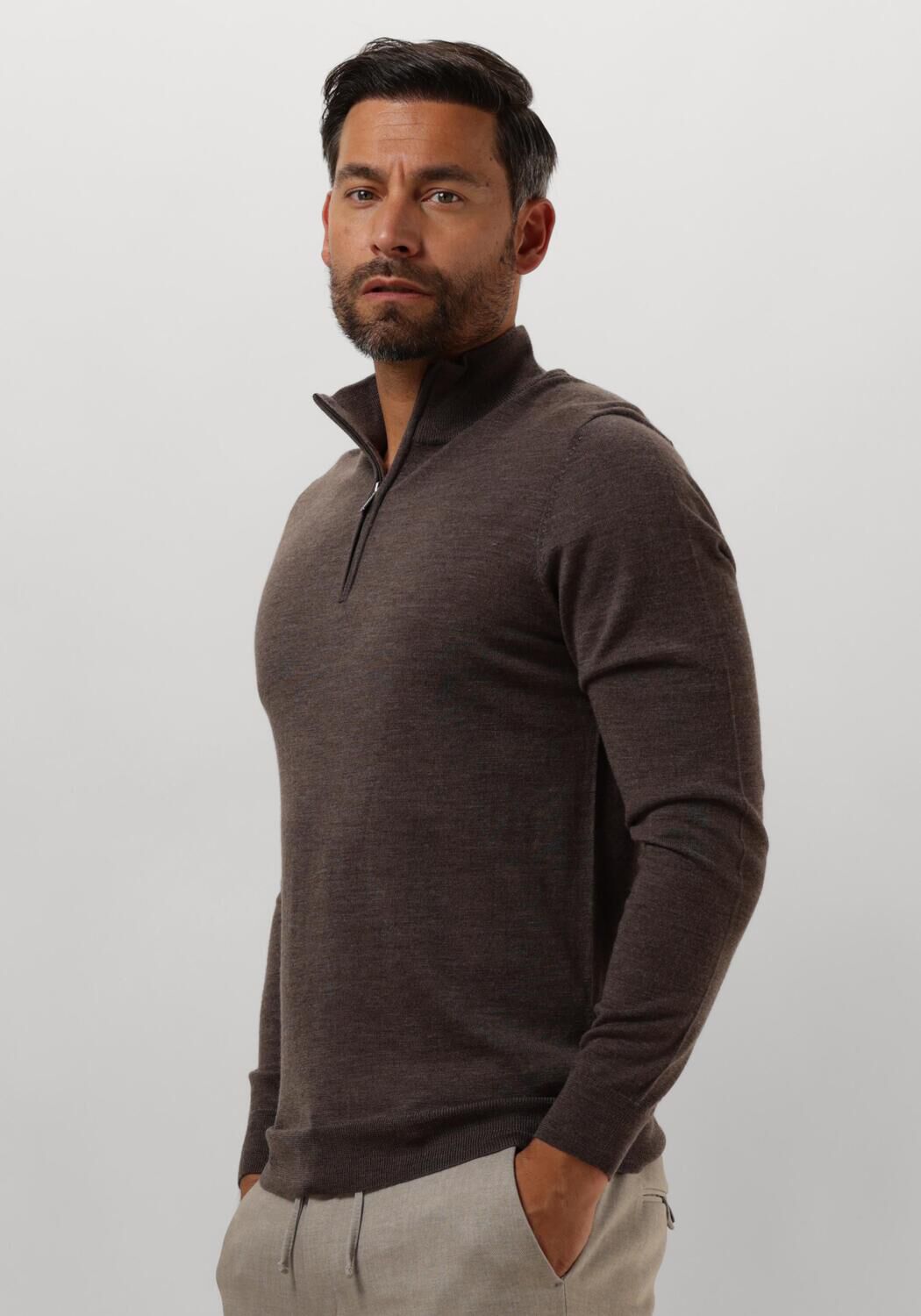 PROFUOMO Heren Truien & Vesten Pullover Half Zip Taupe