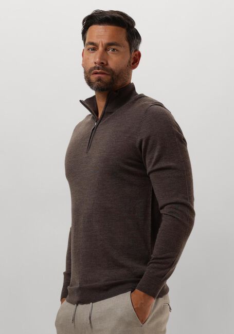 Taupe PROFUOMO Trui PULLOVER HALF ZIP - large
