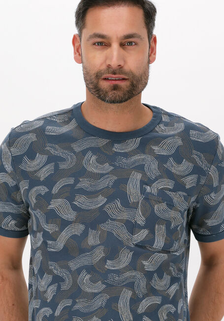 Donkerblauwe CAST IRON T-shirt SHORT SLEEVE R-NECK RELAXED FIT COTTON TWILL - large