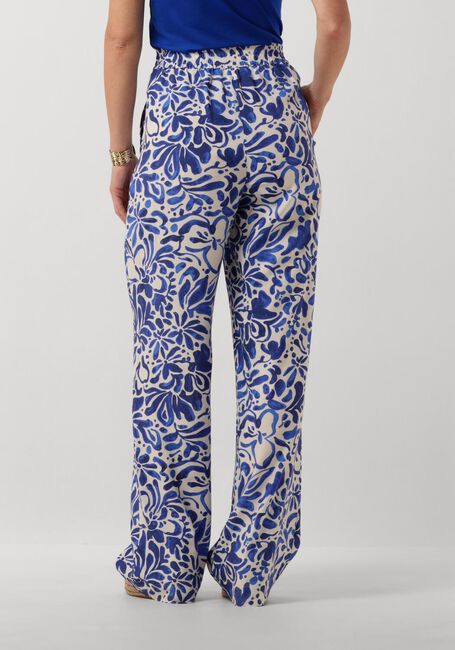 Blauwe JANSEN AMSTERDAM Wijde broek WBF429 WOVEN PRINTED WIDE LONG PANTS - large