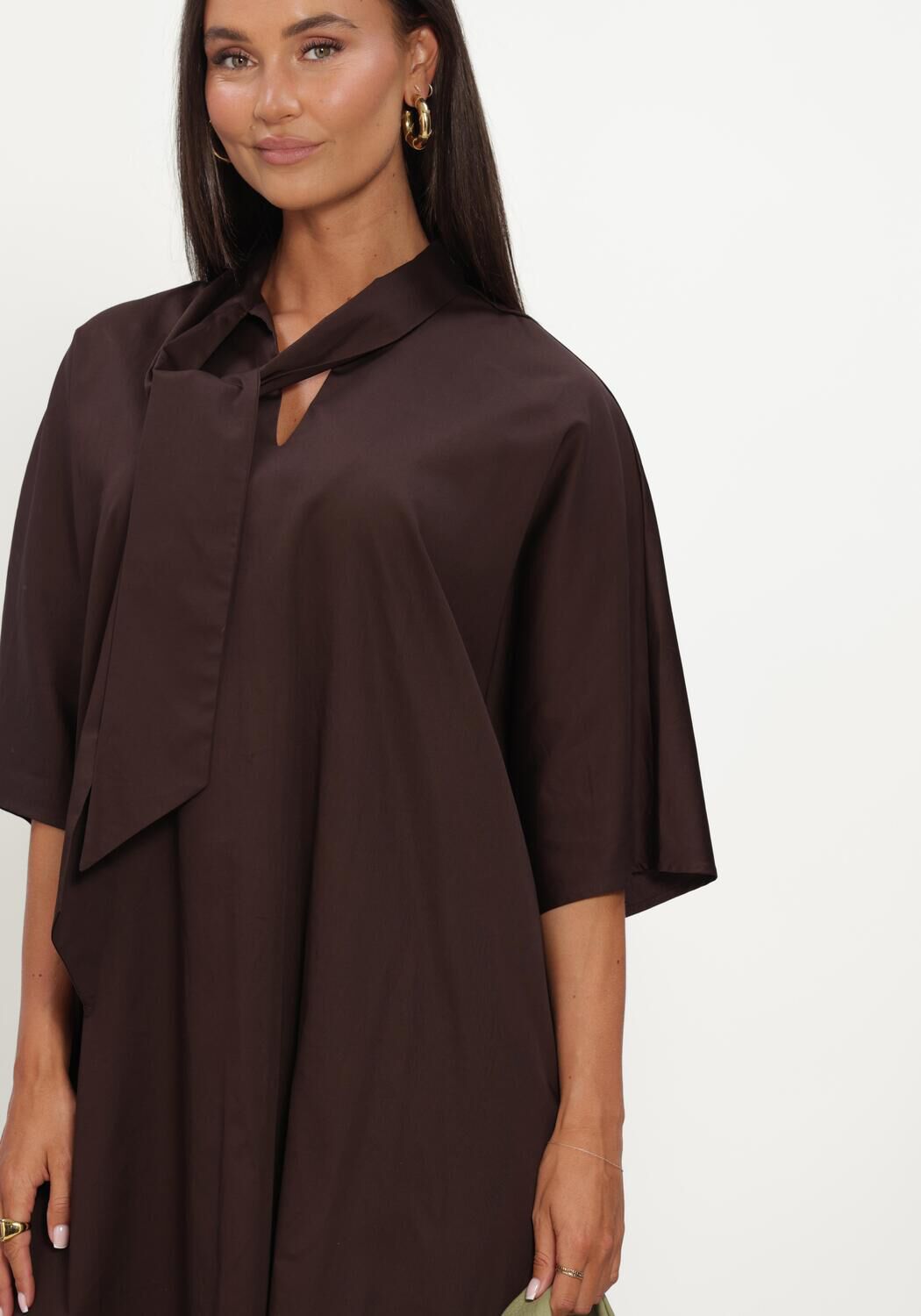 Bruine Y.A.S. Mini jurk YASKAREN 3/4 DRESS - large